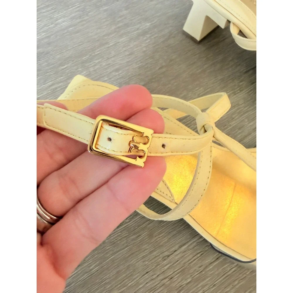 Tory Burch Lucite T-Heel Sandal Womens Pale Yellow Size 8M